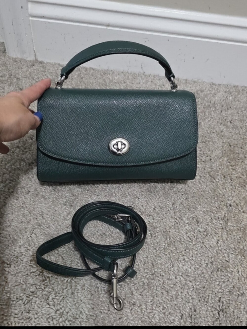 Coach Tilly Satchel 23 Hand, Crossbody Bag Dark Ivy Green